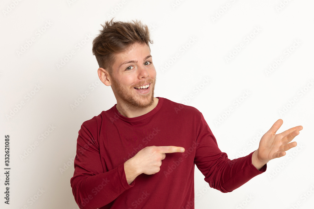 Attractive young guy with a red T-shirt Attractive young guy with a red T-shirt