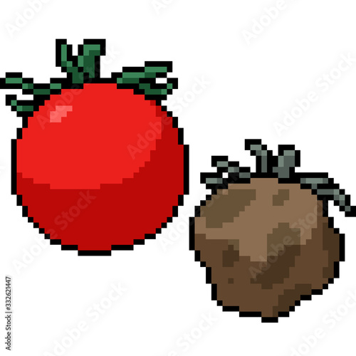 vector pixel art isolated tomato fresh rot