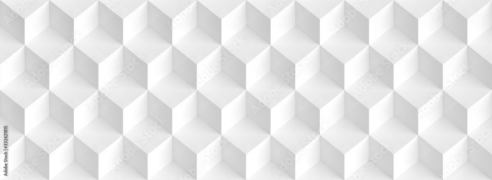 Naklejka Abstract Cube Panoramic Background. White Graphic Design