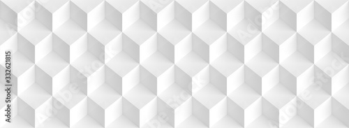 Abstract Cube Panoramic Background. White Graphic Design