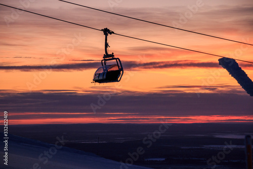 Skilift in sunset