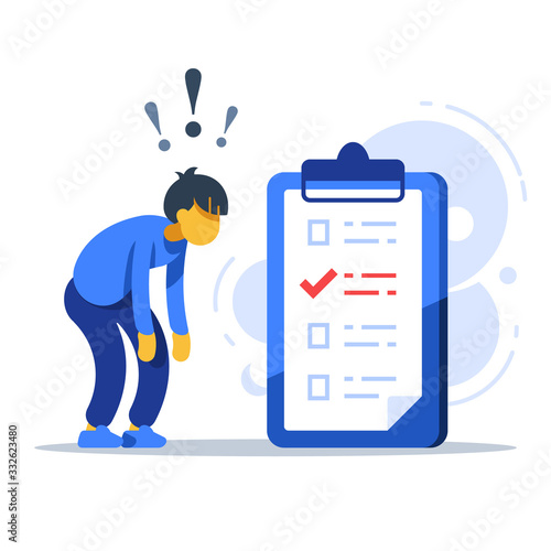 Surprised man, to-do list, checklist assignment, task management, procrastination concept