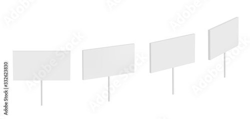 White vector banner on stick