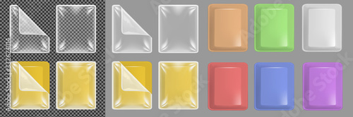 Transparent plastic container for food. Color packaging for meal