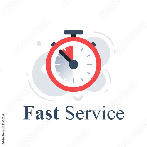 Fast service concept, last minute stopwatch, time clock, deadline timer, last offer countdown, quick order delivery