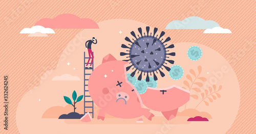 Economical crash concept, flat tiny person vector illustration