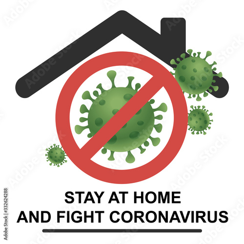 Self isolation from coronavirus (2019-nCoV, Covid-19). Keep calm and stay home. Quarantine motivational poster in vector illustration. 