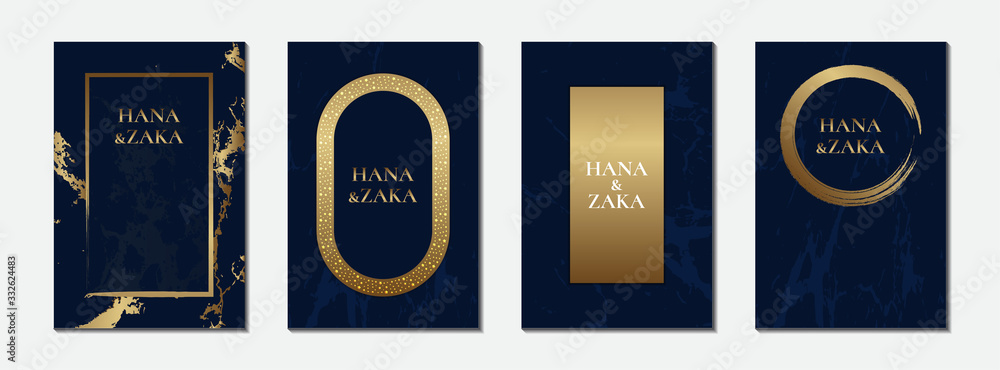 custom made wallpaper toronto digitalDark blue wedding invitation cards marble texture and gold frame