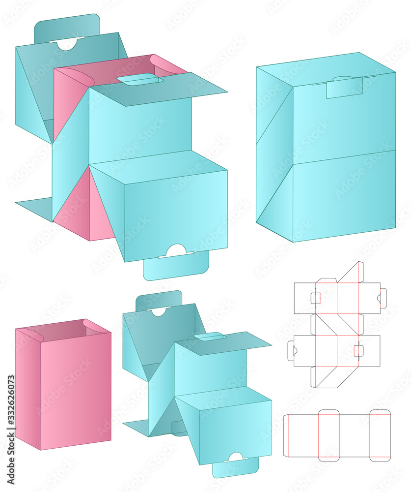 Box packaging die cut template design. 3d mock-up Box packaging die cut template design. 3d mock-up