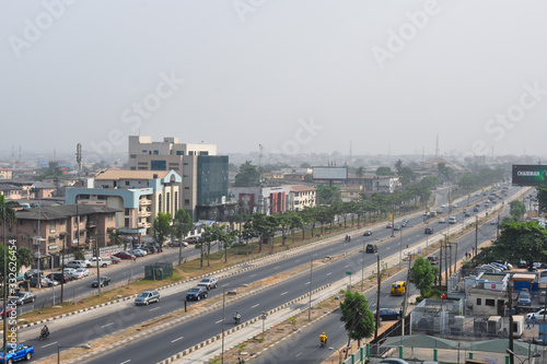 Broad highway and streets in Yaba Ikeja Lagos Nigeria photo
