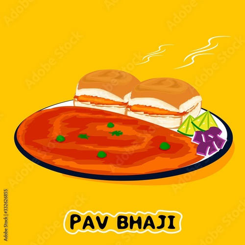 Pav Bhaji indian Street Food Vector