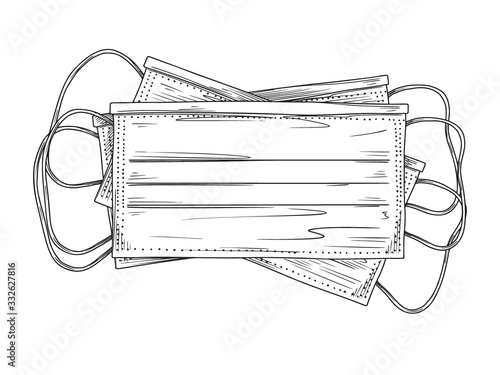 Surgical, Medical Face Mask that protects airborne diseases, viruses. Coronavirus. Defence from air pollution. Vector illustration