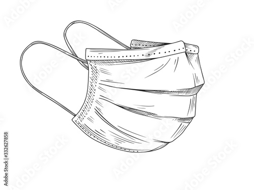 Surgical, Medical Face Mask that protects airborne diseases, viruses. Coronavirus. Defence from air pollution. Vector illustration