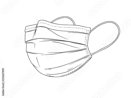 Surgical, Medical Face Mask that protects airborne diseases, viruses. Coronavirus. Defence from air pollution. Vector illustration