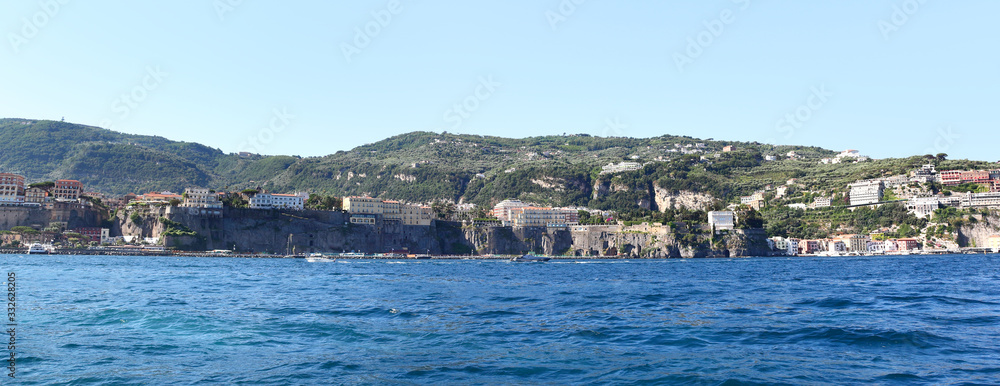Panoramic view of Sorrento from the sea - Italy