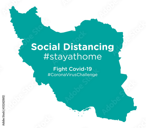 Iran map with Social Distancing #stayathome tag photo