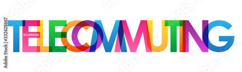 TELECOMMUTING colorful vector typography banner