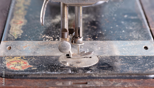 Antique, vintage sewing machine close-up © michaklootwijk