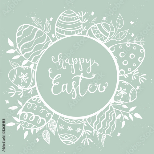 Cute hand drawn easter eggs with floral pattern great for web banners, greeting cards - vector design