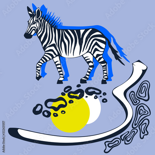Vector background hand drawn doodle zebra. Hand drawn ink illustration. Modern ornamental decorative background. Vector pattern. Print for textile, cloth, wallpaper, scrapbooking