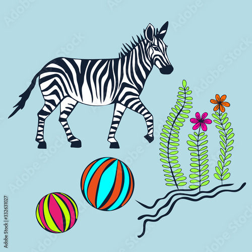 Vector background hand drawn doodle zebra. Hand drawn ink illustration. Modern ornamental decorative background. Vector pattern. Print for textile, cloth, wallpaper, scrapbooking