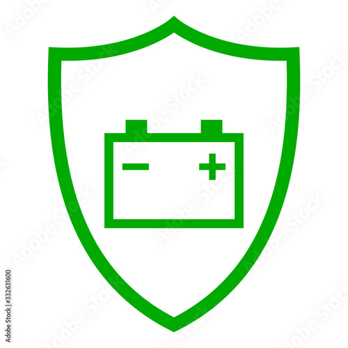 Autobatterie und Schild