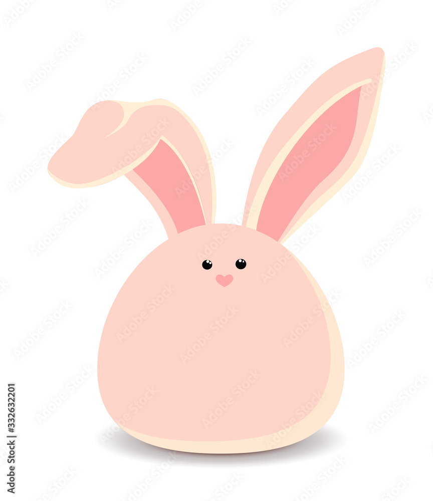 Fototapeta premium Rabbit icon. Sweet pink easter bunny sitting waiting for Easter. Vector illustration in simple flat style