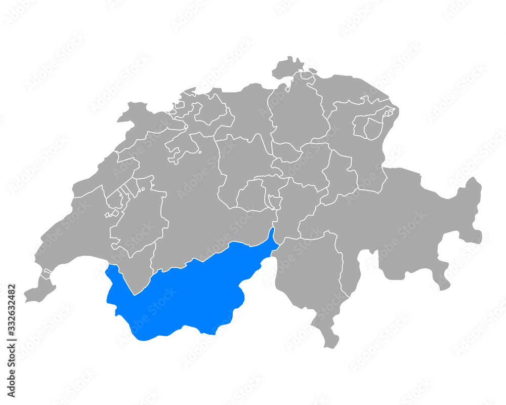 Karte von Wallis in Schweiz