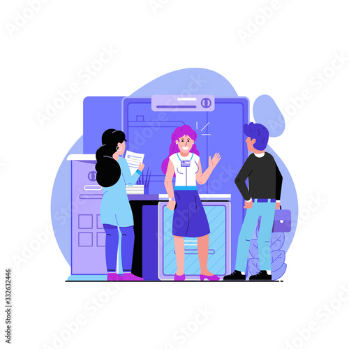 Company Promo Stand, Girl Promoter and People