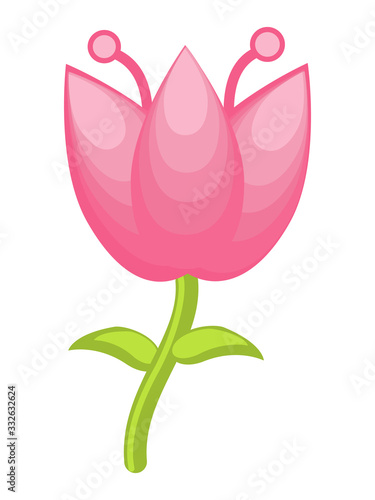 Vector floral illustration with stylized tulip flower. Isolated elements on a white background.