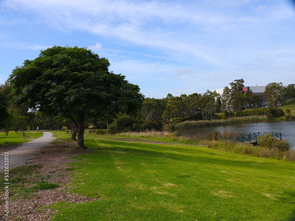 Park with a big lake in melbourne Australia