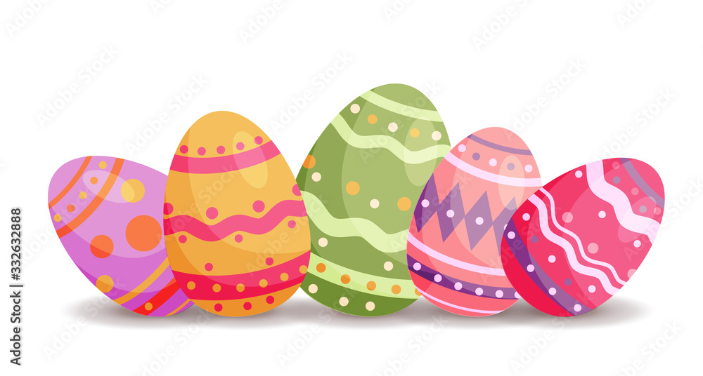 Vector illustration with easter egg icons. Happy Easter ornaments and decorative elements. Perfect for Easter cards