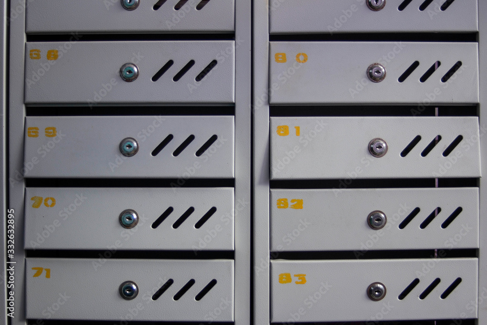 mailboxes in an apartment building close-up mailboxes in an apartment building close-up