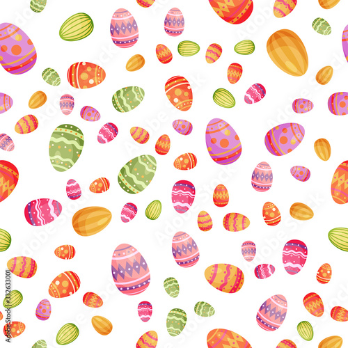 Vector seamless pattern with easter eggs. Happy Easter ornaments and decorative elements. For greeting cards.