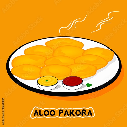 Aloo Pakora or Bhajia indian Street Food Vector