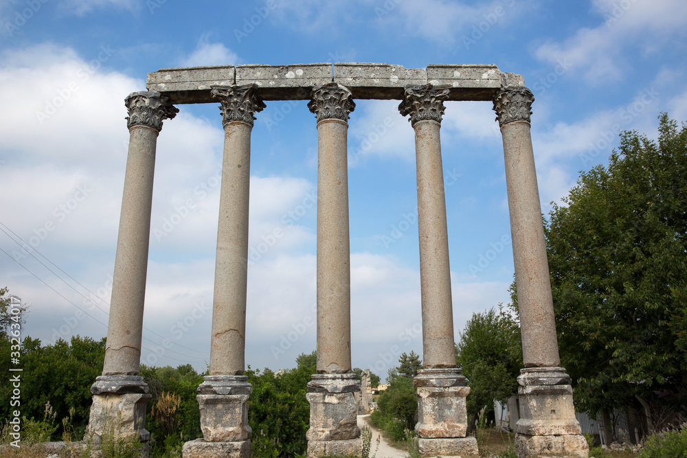 Uzuncaburc ancient city is in Silifke Town of Mersin, Turkey