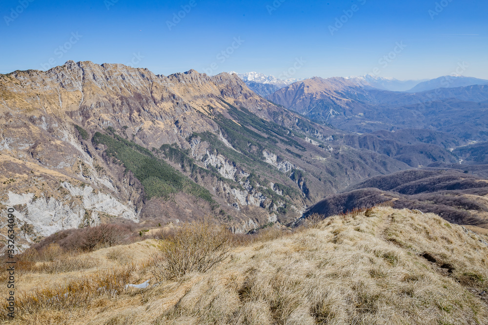 Beautiful mountains landscape. Mountain range. Monte Quarnan, Italian Alps, near Gemona, Friuli Venezia Giulia, Italy