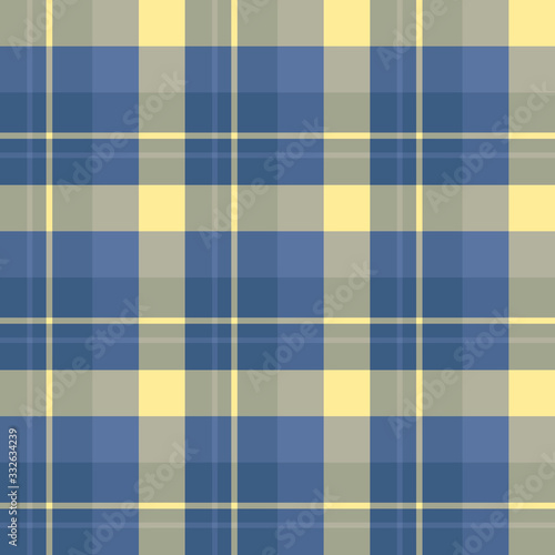 Seamless pattern in exquisite dark blue and light yellow colors for plaid, fabric, textile, clothes, tablecloth and other things. Vector image.