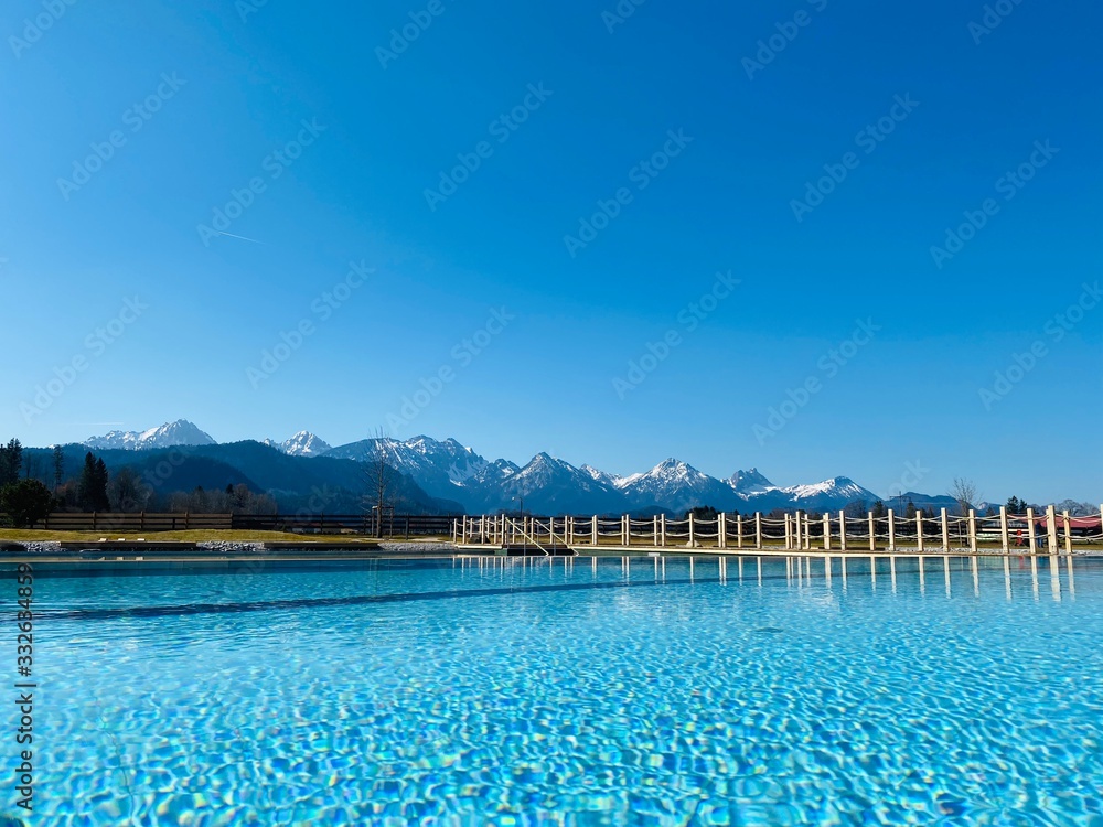 Pool with mountain panorama