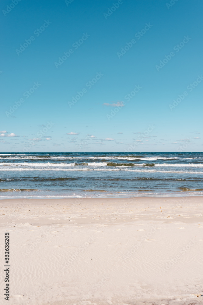 Spring view of the beach on the Baltic Sea in Poland