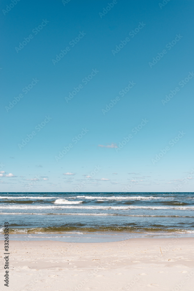 Spring view of the beach on the Baltic Sea in Poland
