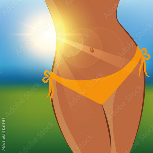 sexy girl on a sunny summer day vector illustration EPS10