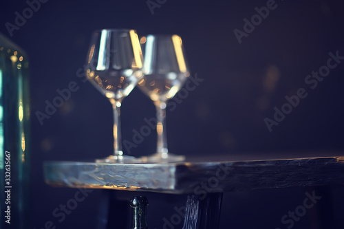 concept alcohol glass / beautiful glass, wine restaurant tasting aged wine