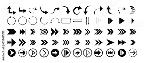 Set of black vector arrows. Arrow icons. Arrows set.  Arrow black colored. vector icon. Arrows vector collection. 