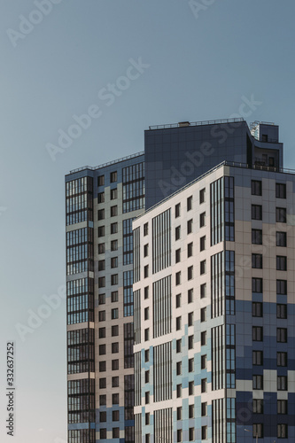 Futuristic skyscrapers in blue-gray colors