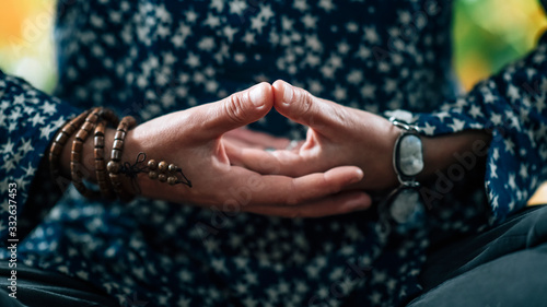 Dhyana Mudra, used in Meditation for Self-Healing and Improving Concentration. photo