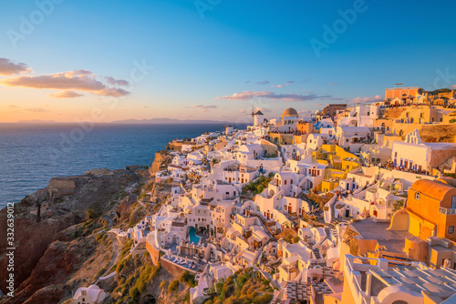 Oia town cityscape at Santorini island in Greece