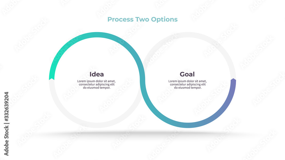 Business infographics. Timeline with 2 steps, options, circles. Vector template. Business infographics. Timeline with 2 steps, options, circles. Vector template.