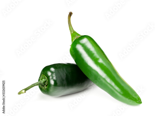 Jalapeno chile pepper isolated on white background Capsicum annuum fruits