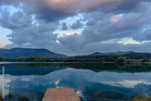 Blue morning at Banyoles Lake (Catalonia, Spain) photo